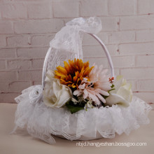 Wedding party lace appliqued bridal decoration wedding flower girl basket